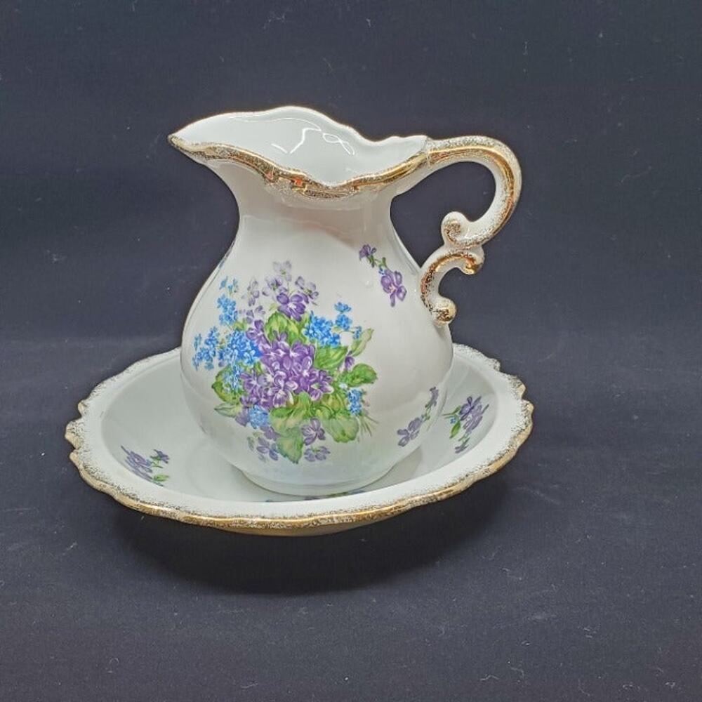Vintage Lefton China Hand Painted Spring Bouquet 4585 Small Pitcher / Creamer